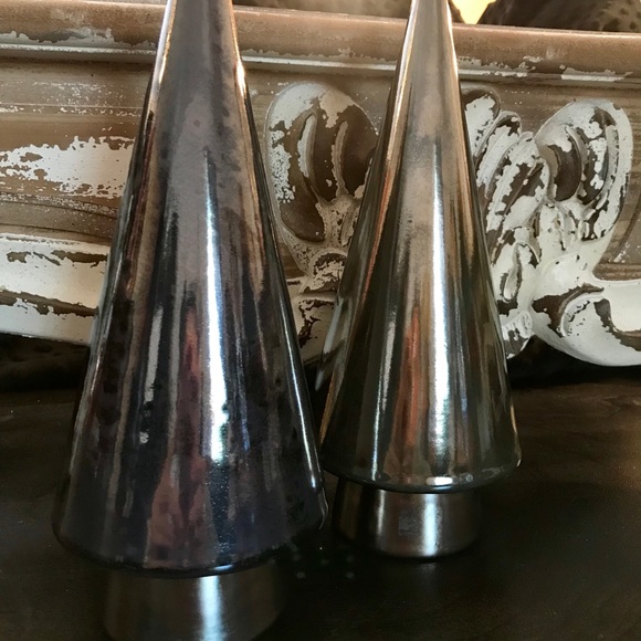 Metallic Platinum Green Purple Woodland Ceramic Tree Art Decor Christmas Holiday - Picture 2 of 3